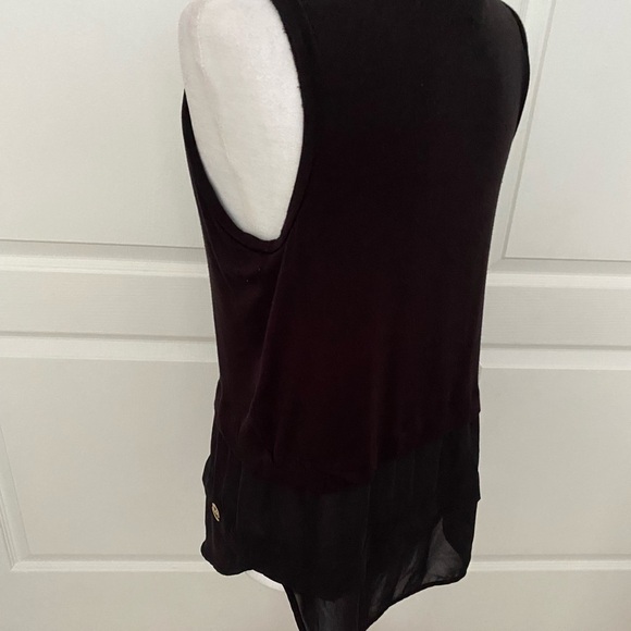 Michael Michael Kors Black Sleeveless Blouse Medium | MK Logo Hem, Semi-Sheer De - Picture 8 of 10